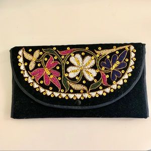 Vintage • Velour Beaded Envelope Clutch